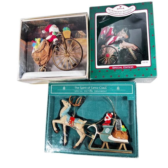Hallmark Other - Hallmark Keepsake Ornaments Lot of 3 Cycling Santa SantaCycle Spirit of Santa